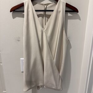 Shari’s Place Silk Faux Wrap Bias Cut Tank Top Tan Size Medium